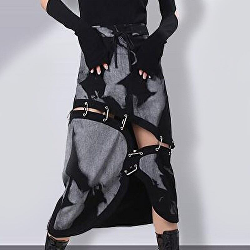 SEASONZ デニム 異形スカート 切替え ストリート系 大人キレカジ モード系 フェミニン 韓国ファッション オルチャン 10代 20代